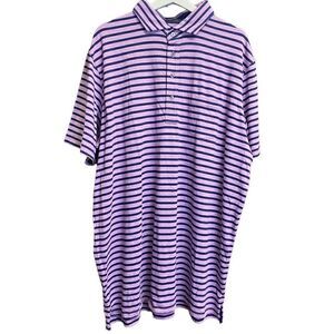 NEW Greyson Polo shirt mens size XXL striped purple and blue pima cotton